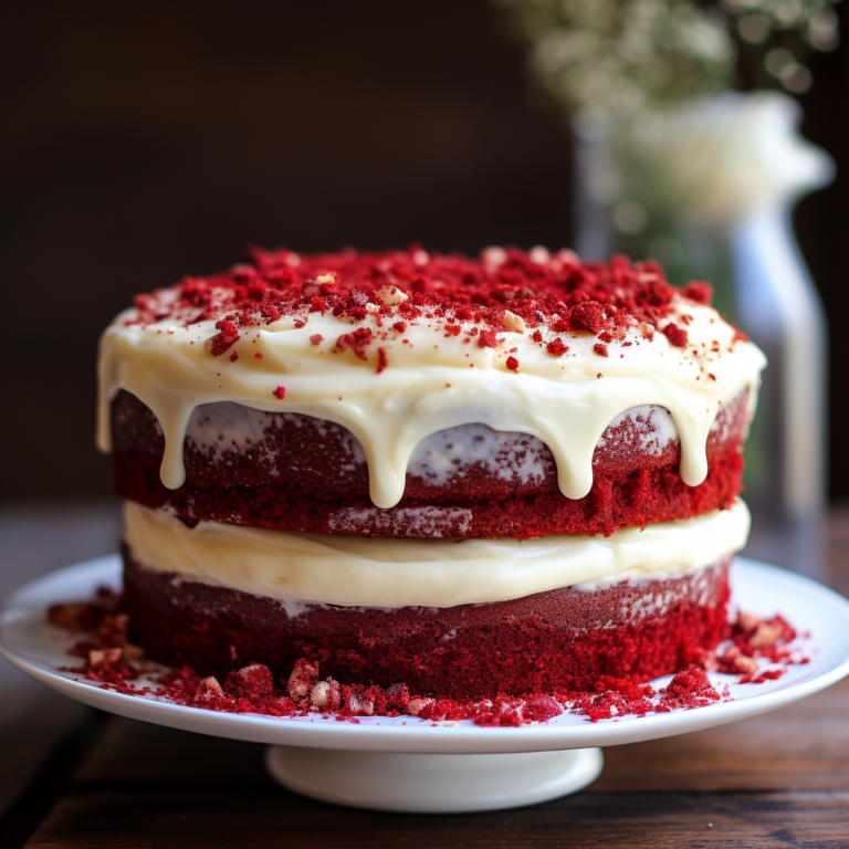Indulge in Decadence: 2-Layer Red Velvet Cake with Cream Cheese Icing