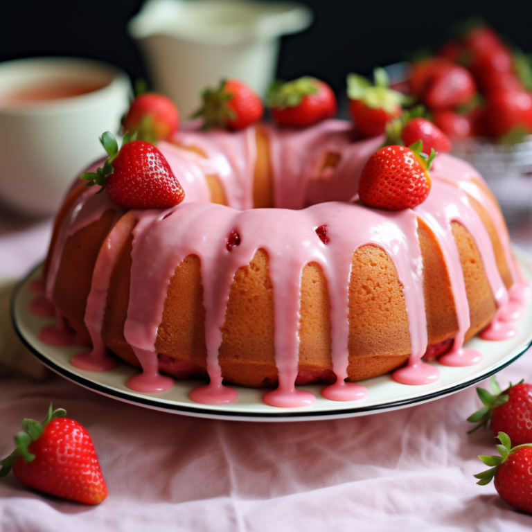 Indulge in Delight: Strawberry Pound Cake with Strawberry Icing